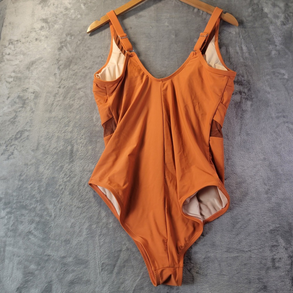 Cupshe Rust Orange One-Piece Swimsuit with Sheer Waist Panel - Picture 7 of 12